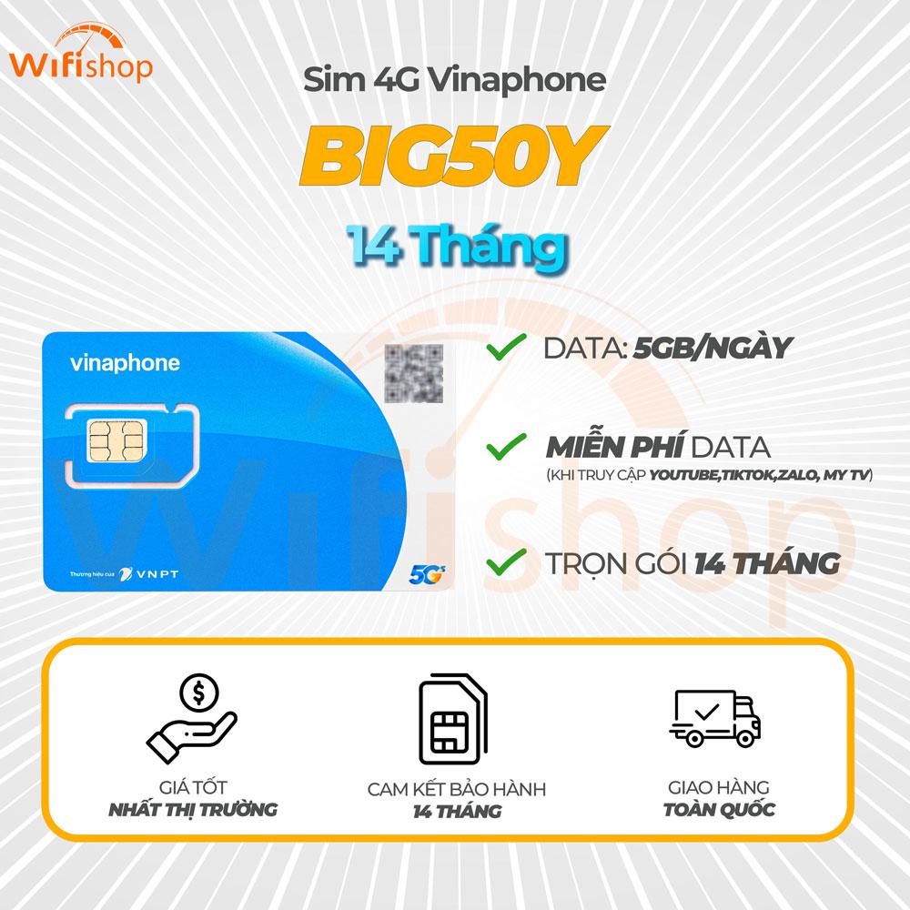 Sim 4G Vinaphone BIG50Y – tặng 5GB/ngày – nạp tiền trọn gói 14 tháng