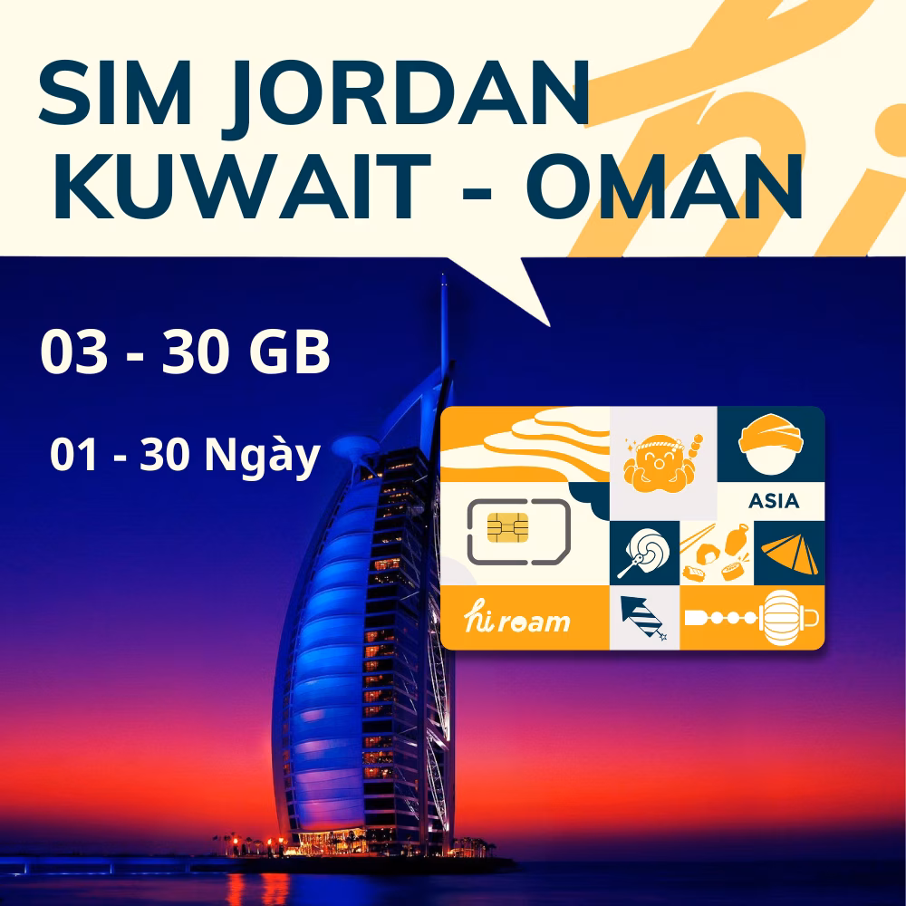 Sim Du Lịch Jordan Kuwait Oman