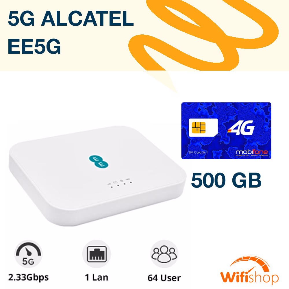 Bộ phát Wifi 5G Alcatel EE5G nguyên bản mới, Pin 6460mAh