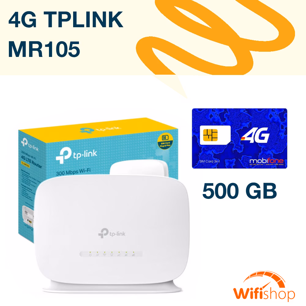 Bộ Phát Wifi 4G TPLINK MR105 tốc độ 300Mbps, kết nối 32 máy