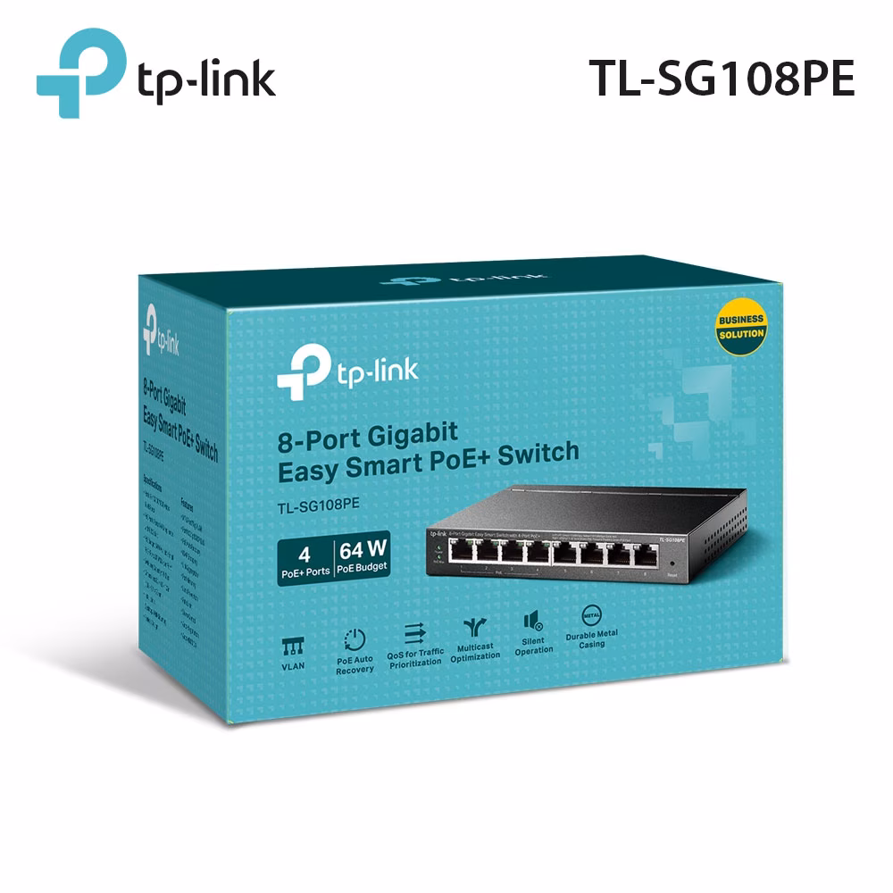Switch TP-Link TL-SG108PE | 8 Cổng Gigabit | 4 Cổng PoE+ | Tổng Công Suất PoE 64W