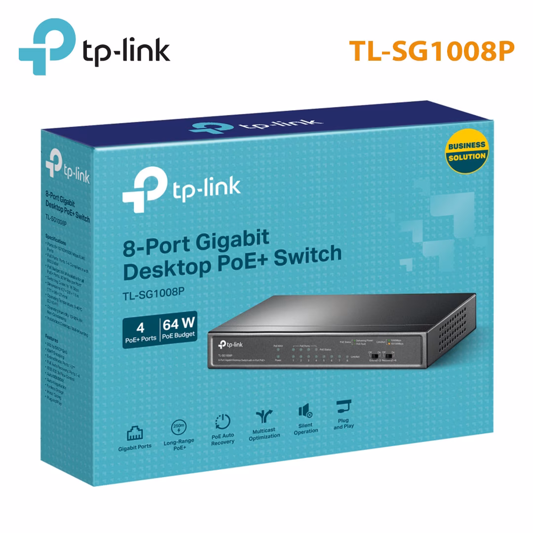 Switch TP-Link TL-SG1008P | 8 Cổng Gigabit | 4 Cổng PoE | Tổng Công Suất PoE 55W