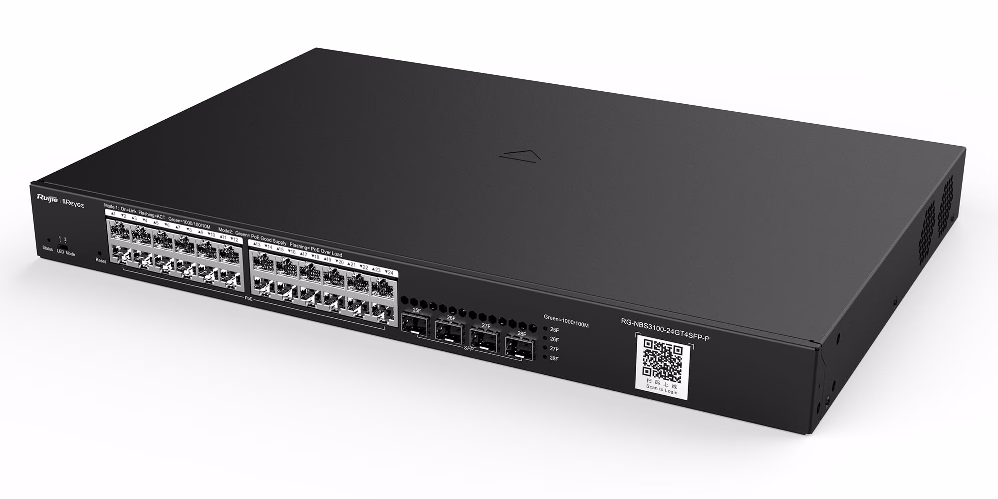 Switch 24 Cổng PoE+ Gigabit Layer 2 Managed Ruijie RG-NBS3100-24GT4SFP-P với 4 Cổng SFP