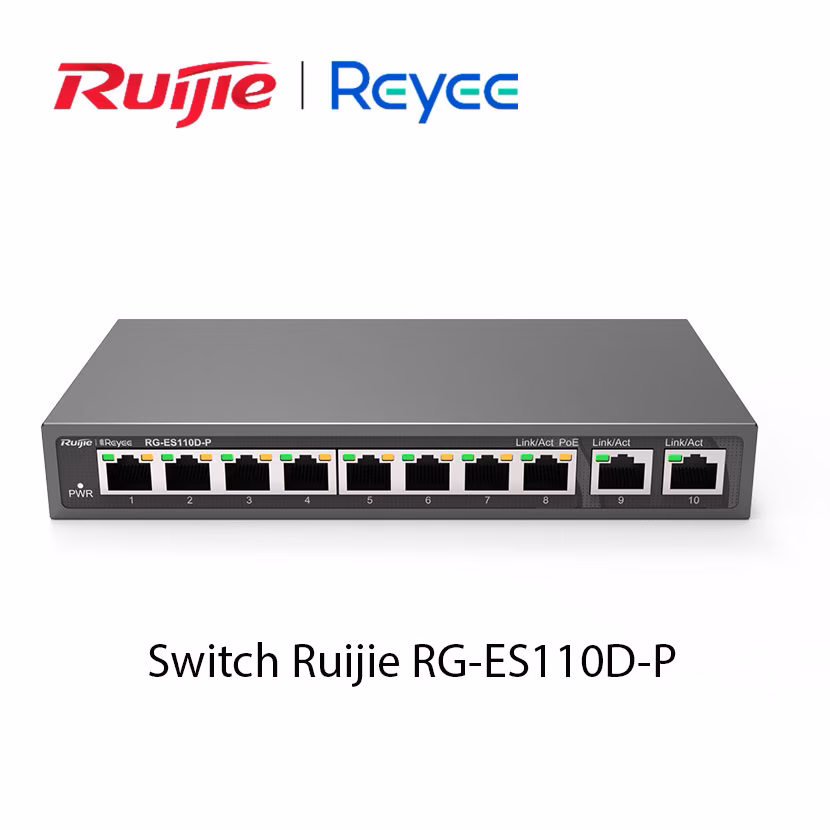 Switch Ruijie PoE+ RG-ES110D-P | 8 Cổng Gigabit PoE | Công Suất 92W