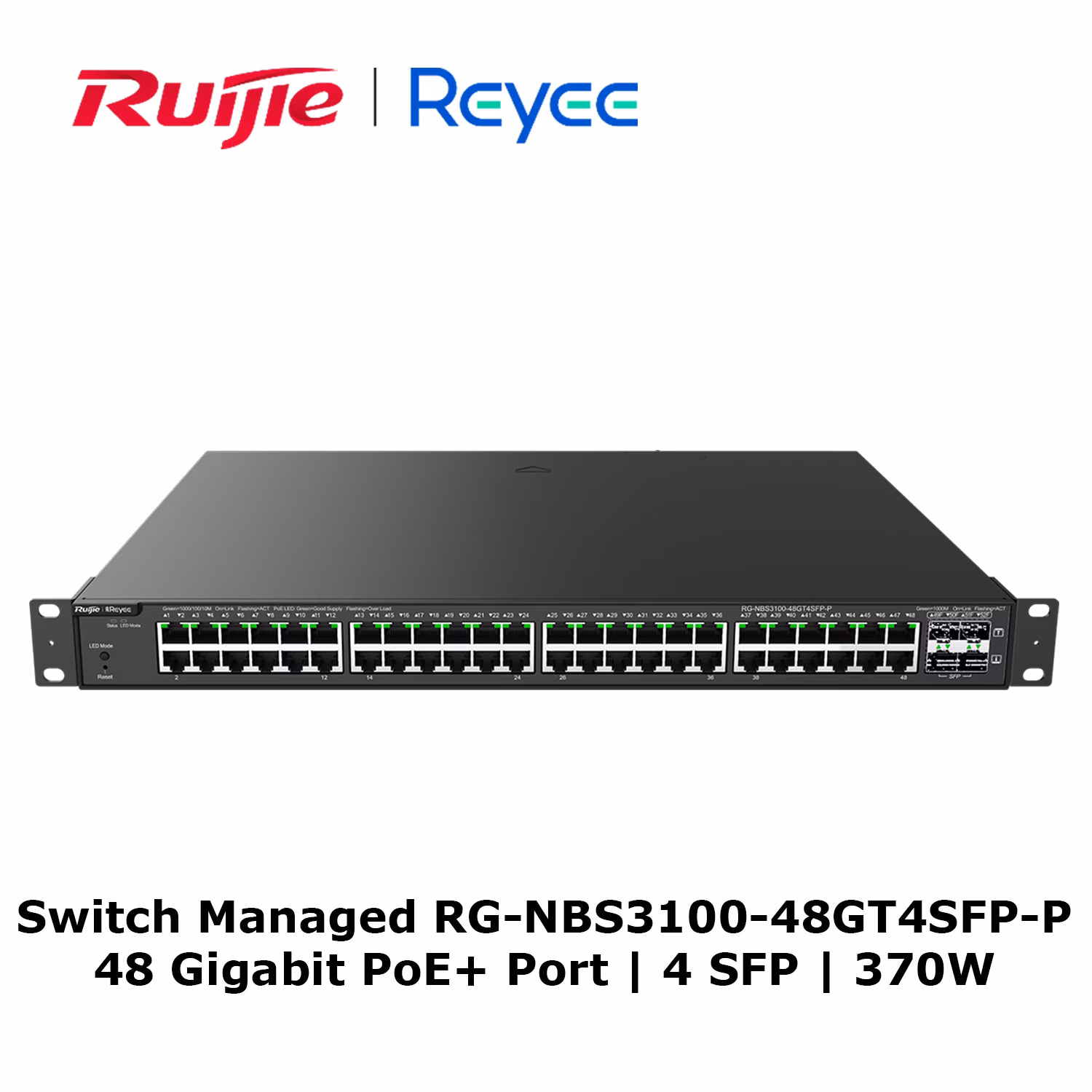 Switch Managed PoE+ Ruijie Reyee RG-NBS3100-48GT4SFP-P | 48 Cổng Gigabit | 370W