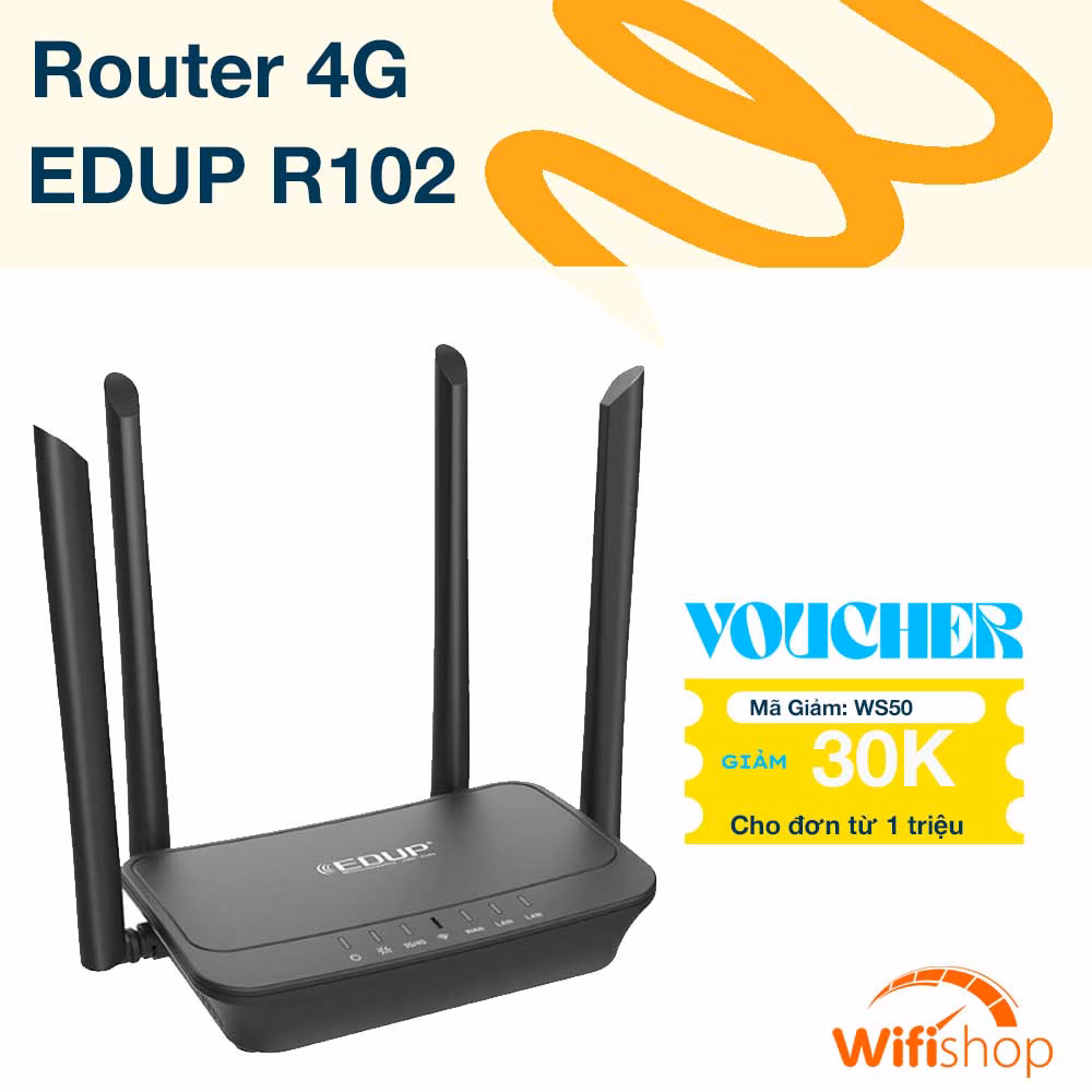 Bộ Phát Wifi 4G Edup R102 Chuẩn N300 tốc độ 300mpbs