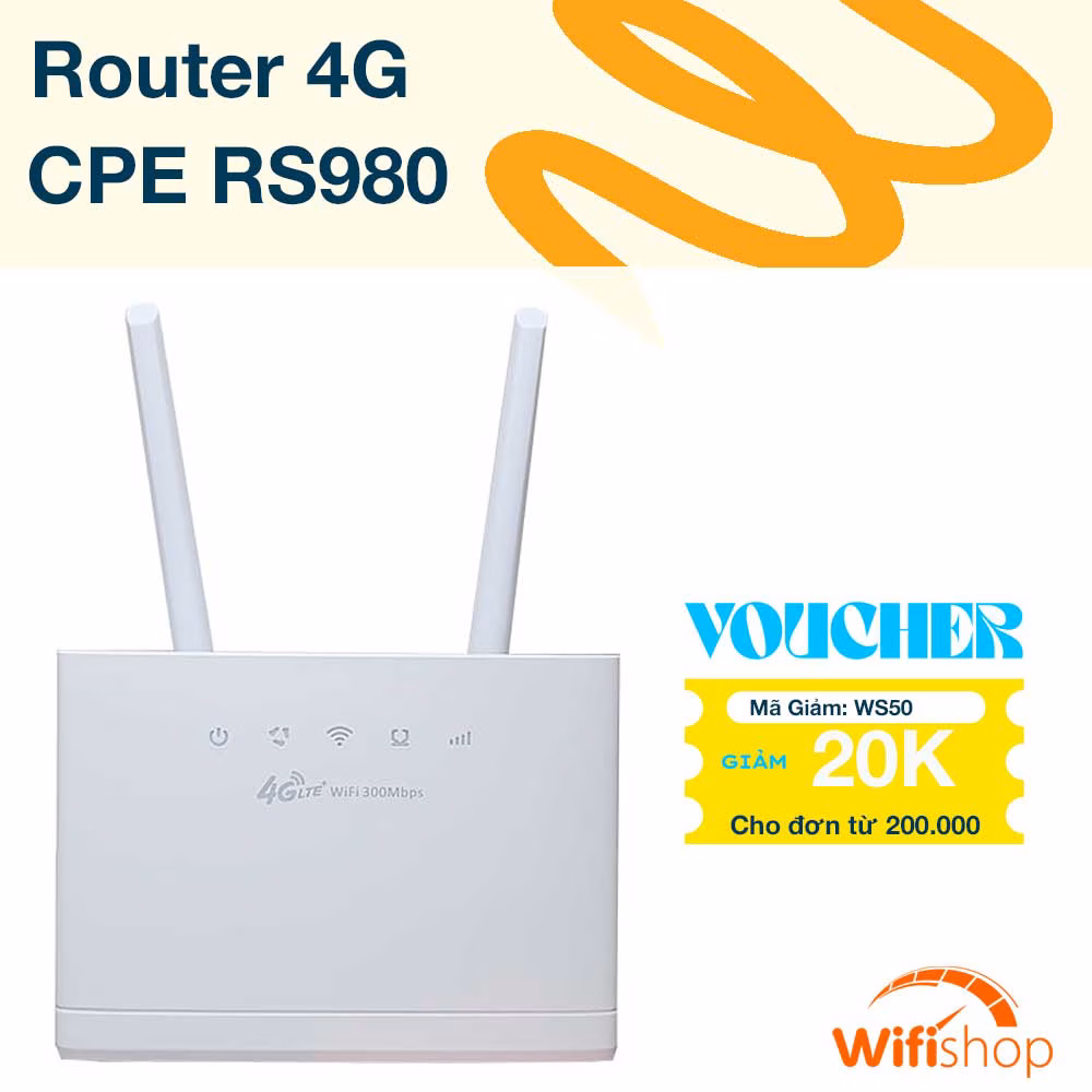 Bộ Phát Wifi 4G CPE RS980 Tốc Độ 300Mps Chuẩn N300 Kết nối 32 máy cùng lúc