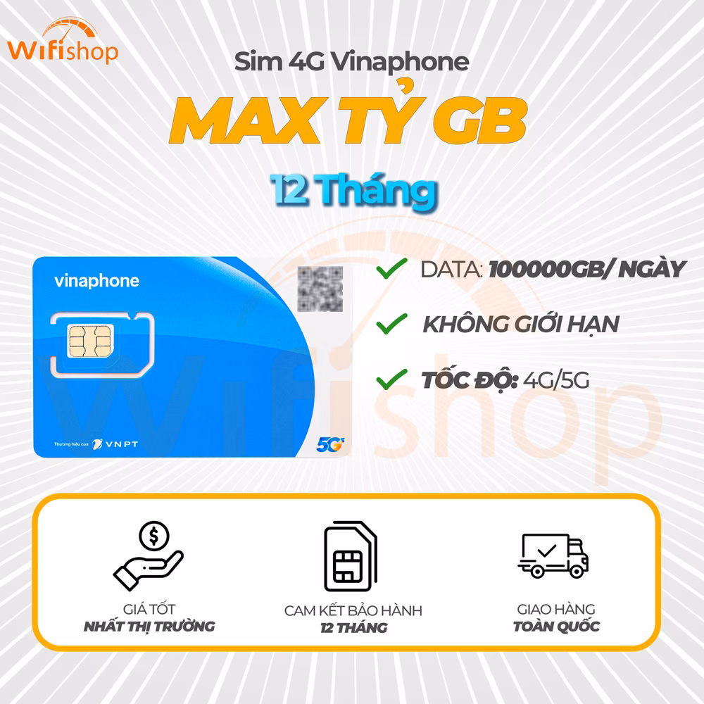 Sim Vinaphone MAX BĂNG THÔNG - Tỷ GB tốc độ cao