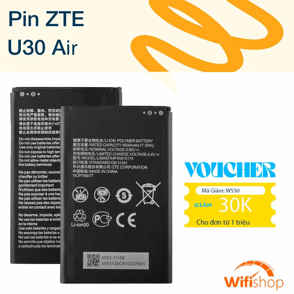 Pin Bộ Phát WiFi 5G ZTE U30 Air