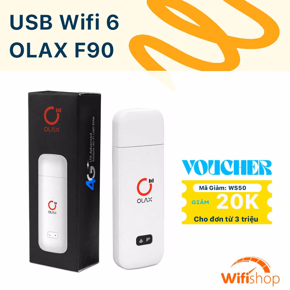 Usb Phát Wifi 4G Olax F90 Wifi 6+, tốc độ 150Mbps, kết nối 10 thiết bị