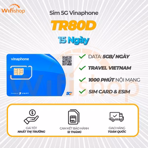 SIM 5G Du Lịch Việt Nam Vinaphone TR80D 5GB/Ngày 15 Ngày