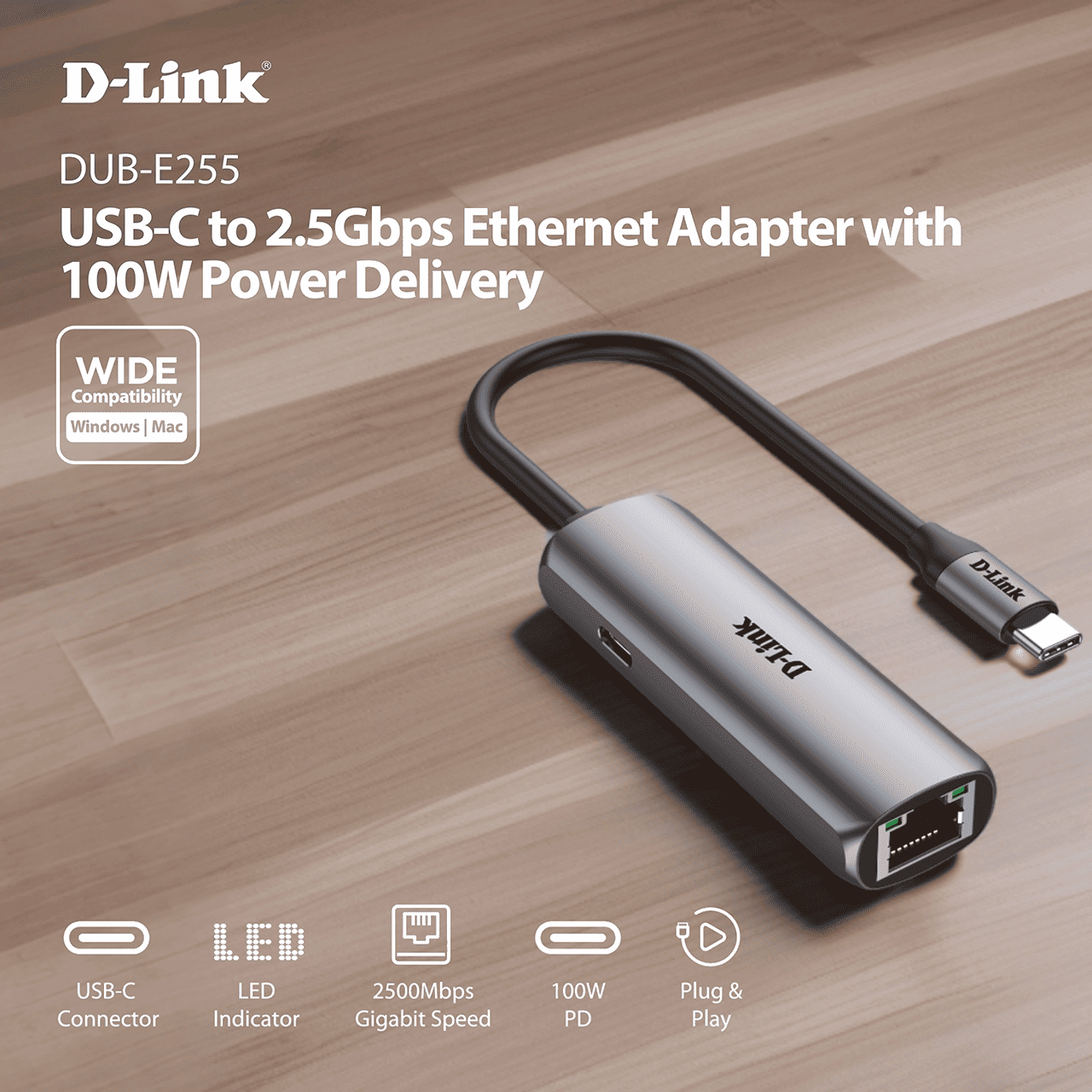 Cáp chuyển Type C sang cổng mạng LAN RJ45 2.5Gbps - DLink DUB-E255