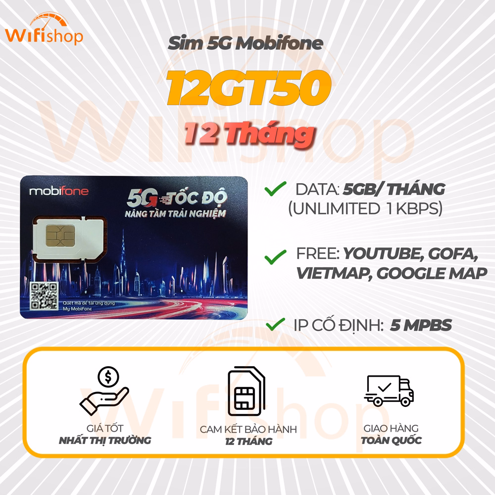 Sim Miễn Phí Youtube, Google Maps, VietMap + 30Gb/Tháng Sử Dụng 12 Tháng