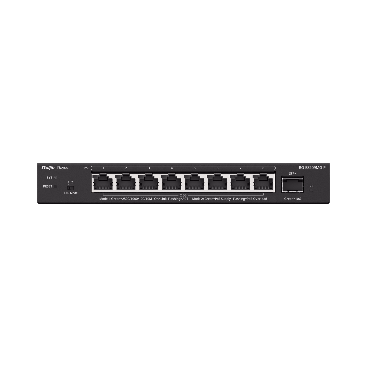 Switch Ruijie RG-ES209MG-P, 8 Cổng 2.5G PoE+ Smart Cloud Managed