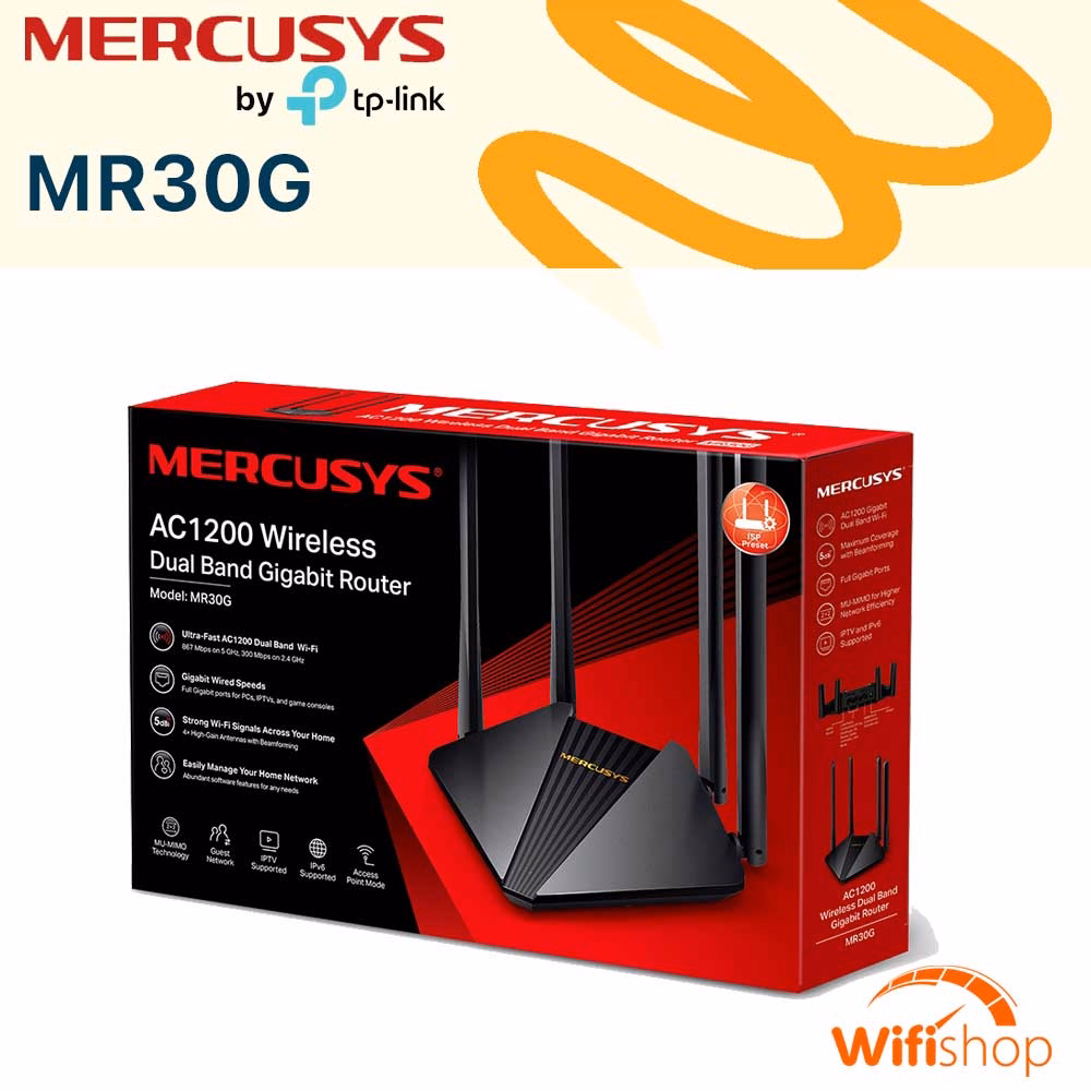 Bộ Phát Wifi Mercusys MR30G băng tần kép AC1200