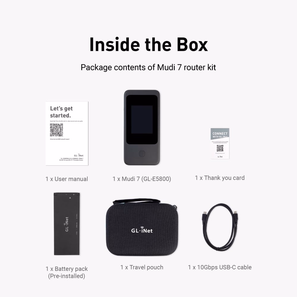 Bộ Phát Wifi 5G GL.iNet Mudi 7 (GL-E5800) Wifi 7 VPN - Đổi IP Chuyên Nghiệp